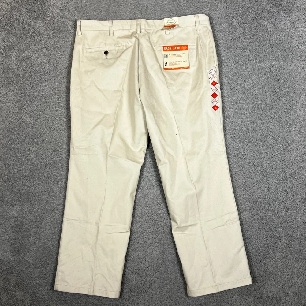 St Johns Chino Pants Mens 38x29 Khaki Beige Classic Fit Flat Front Business NEW - Picture 4 of 10